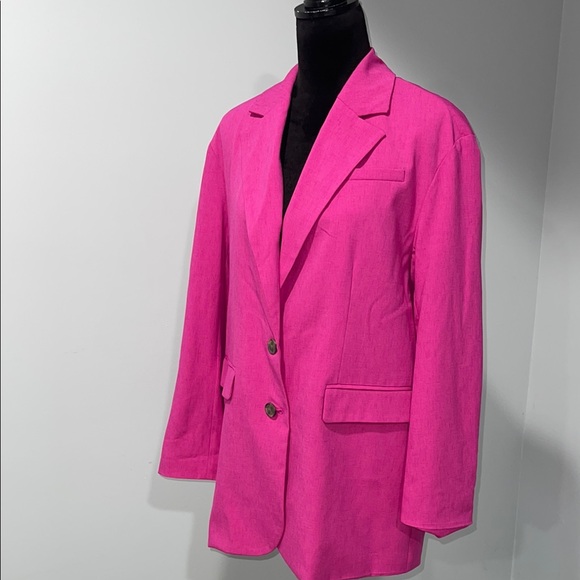 A New Day Women's Hot Pink Blazer jacket size small oversized fit two button NEW - Picture 2 of 14